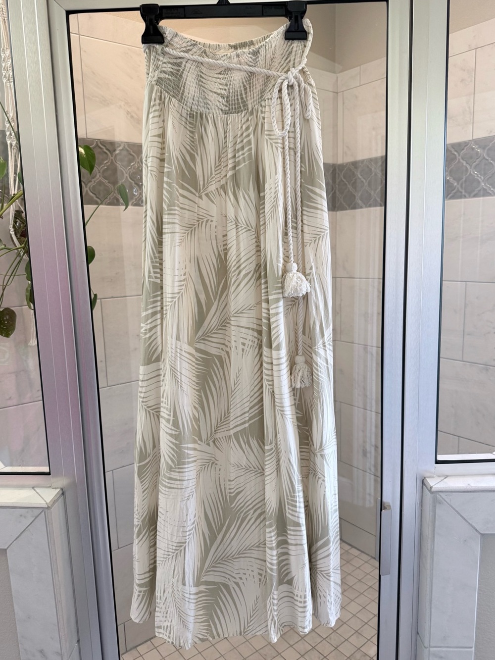 NEW Tropical Print Maxi Skirt – Cream & Light Sage